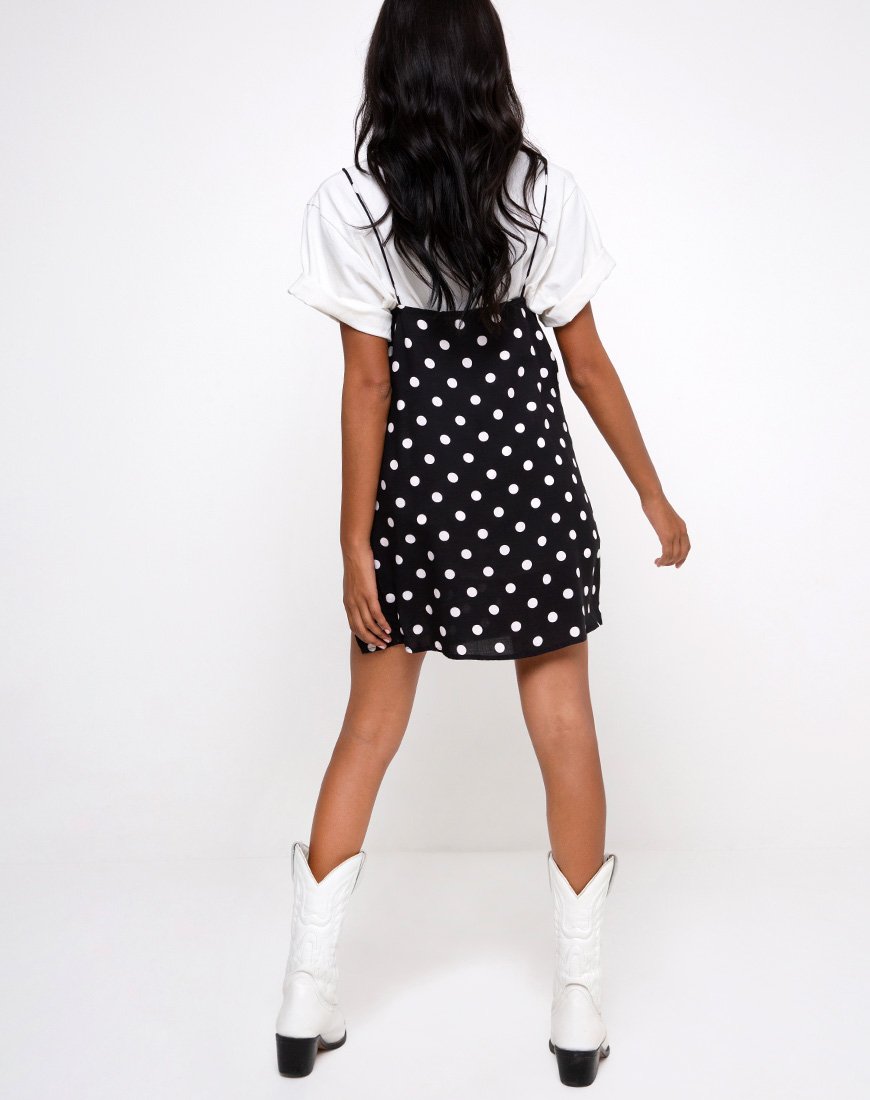 Imagen de Datista Slip Dress in 80s Polka Negro