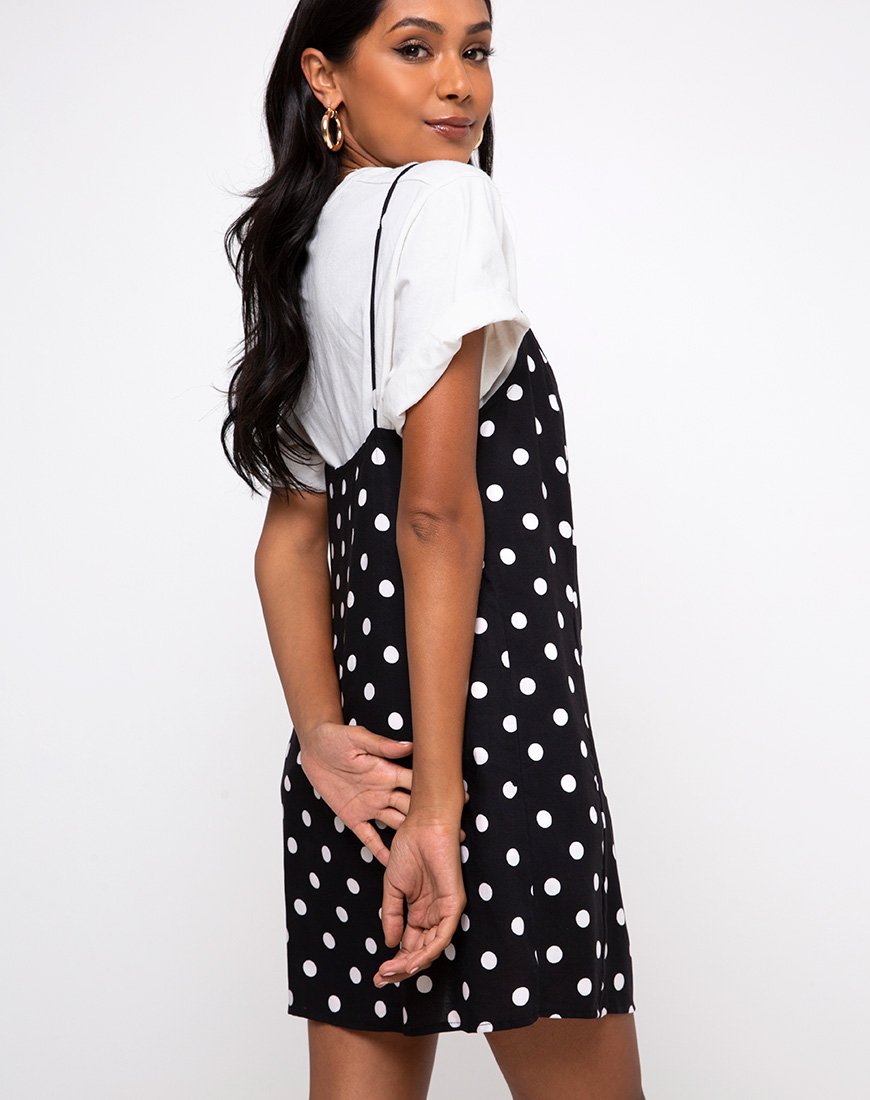 Imagen de Datista Slip Dress in 80s Polka Negro