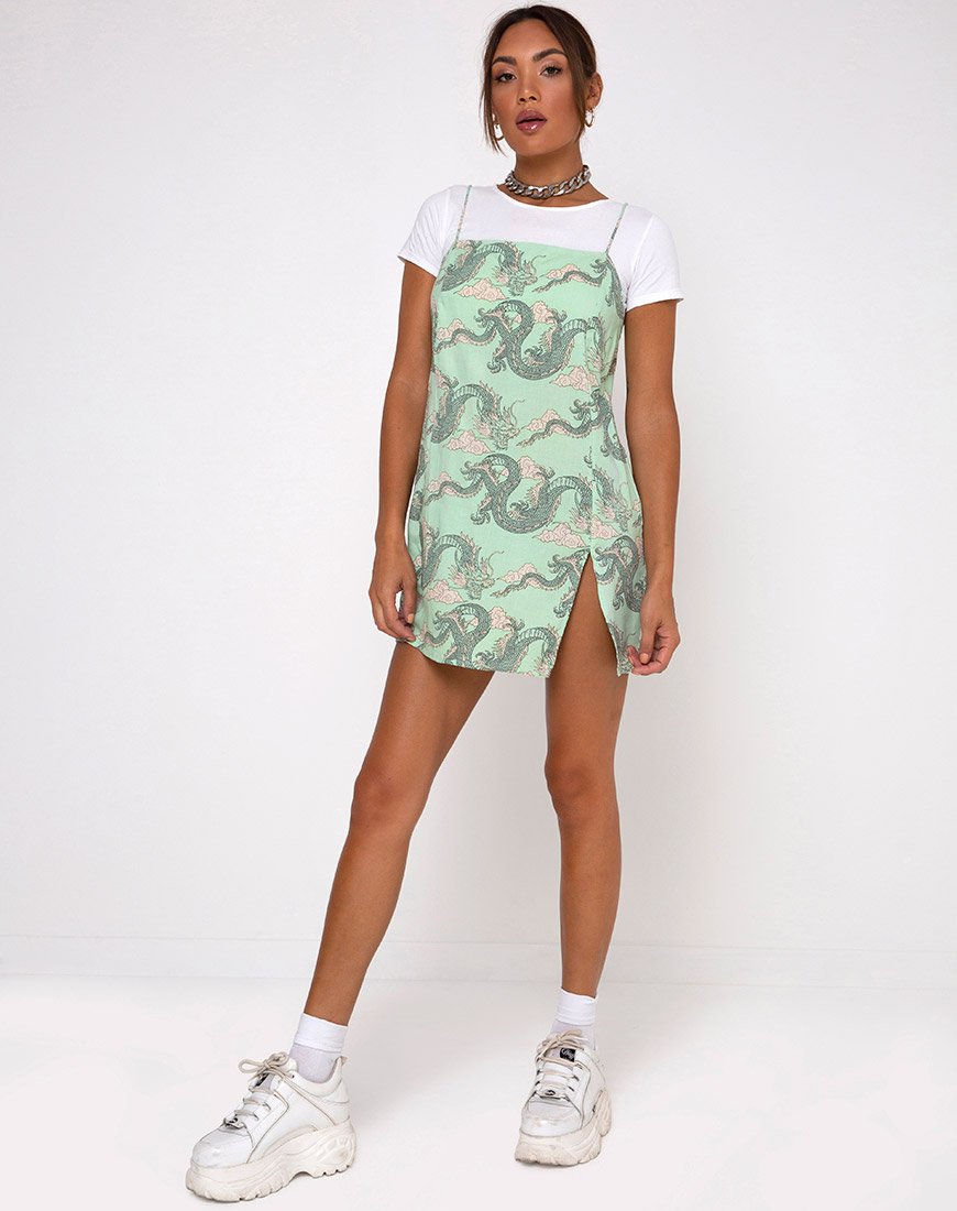 Imagen de Datista Slip Dress in Chinese Dragon Neo Mint