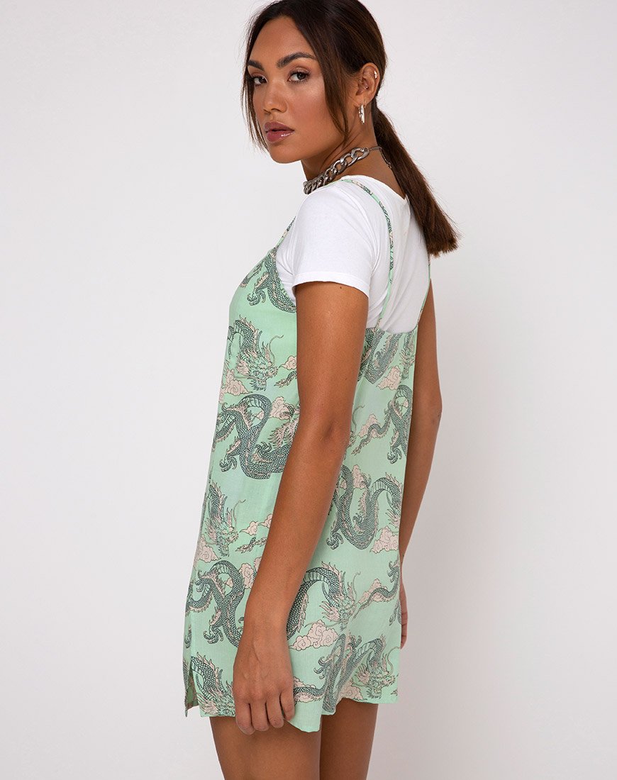 Imagen de Datista Slip Dress in Chinese Dragon Neo Mint