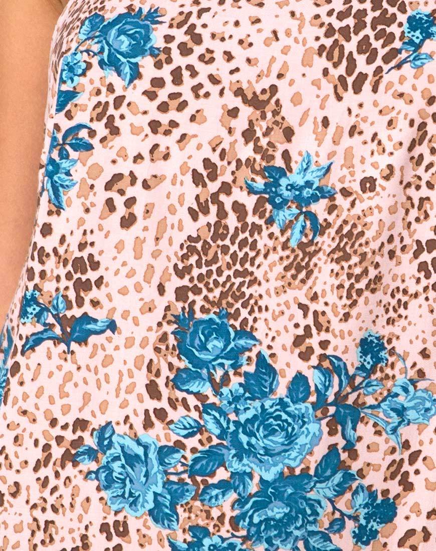 Imagen de Datista Mini Vestido en Flor de Selva Azul y Crema