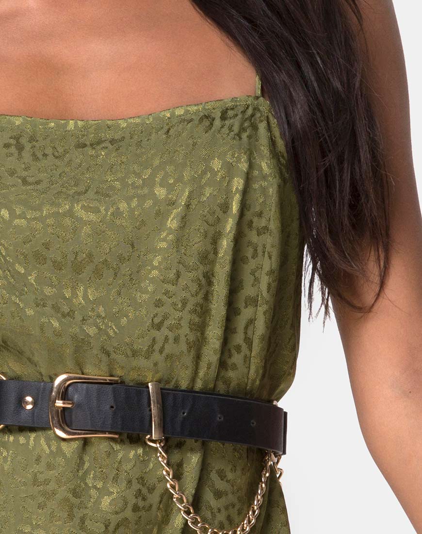 Imagen de Datista Slip Dress in Satin Cheetah Khaki