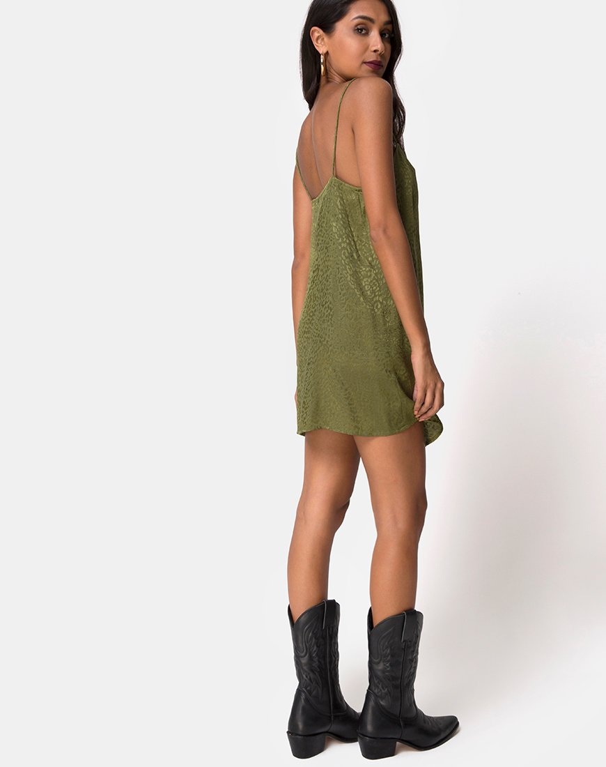 Imagen de Datista Slip Dress in Satin Cheetah Khaki