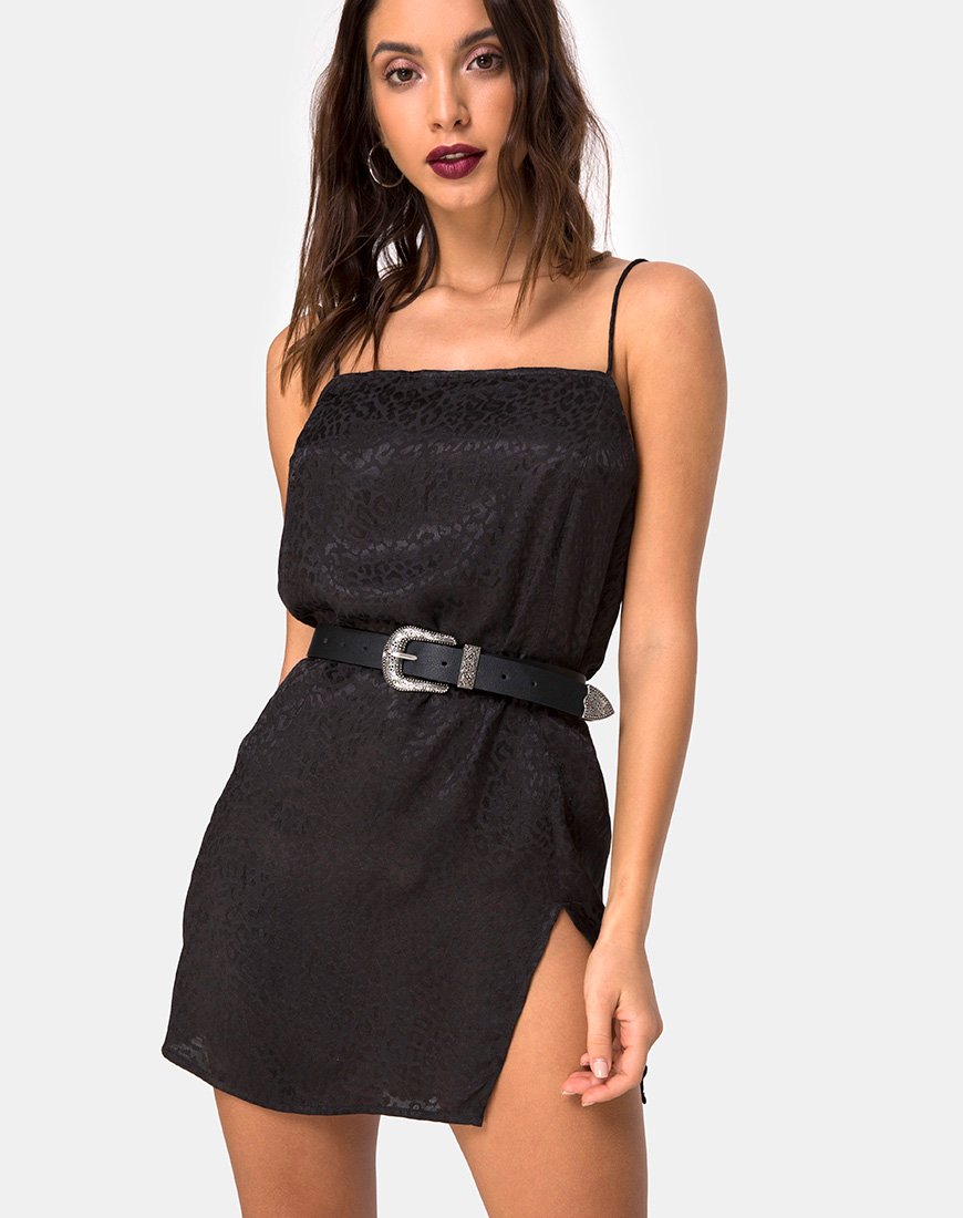 Imagen de Datista Slip Dress en Satén Chita Negro