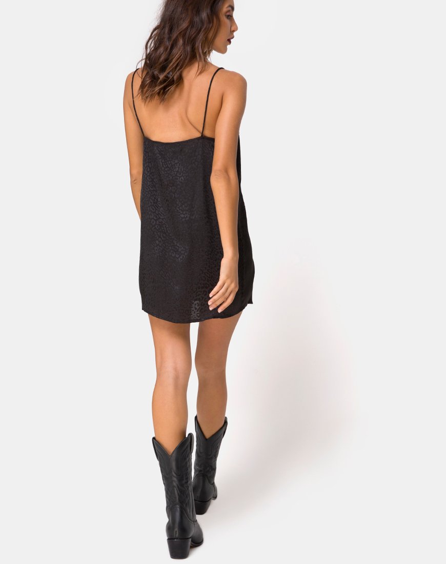 Imagen de Datista Slip Dress en Satén Chita Negro