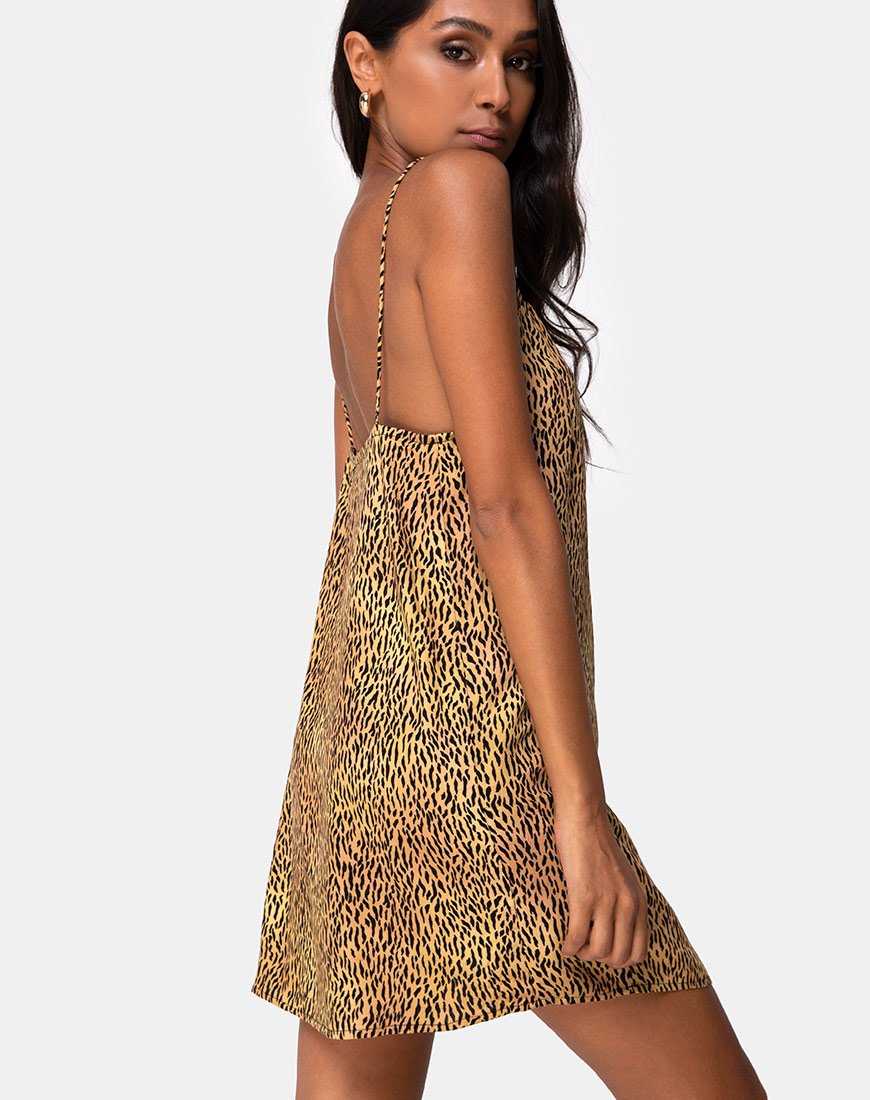Datista Slip Dress en Mini Tiger Marrón