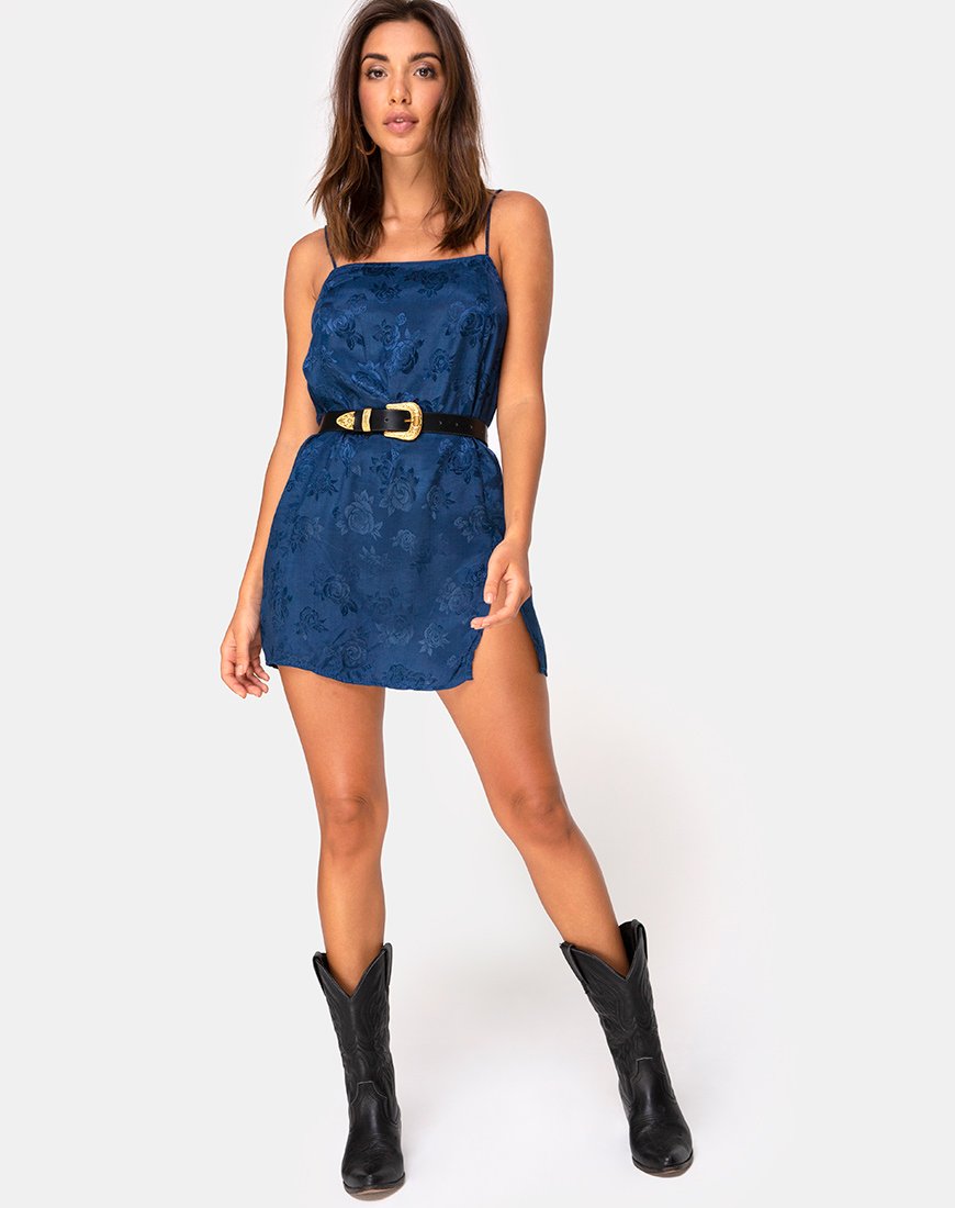 Imagen de Datista Slip Dress in Satin Rose Navy
