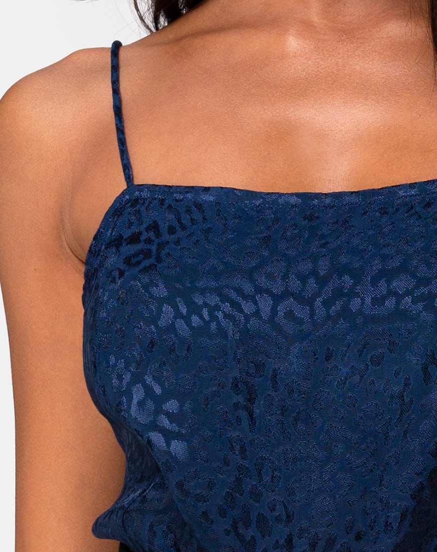 Imagen de Datista Slip Dress in Satin Cheetah Navy