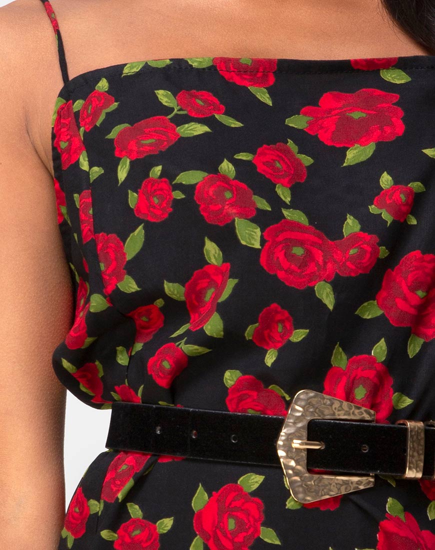 Imagen de Datista Slip Dress in Roaming Rose Negro