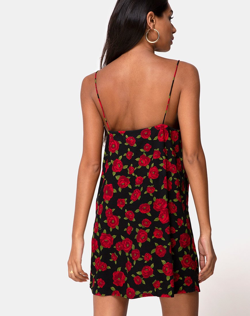 Imagen de Datista Slip Dress in Roaming Rose Negro
