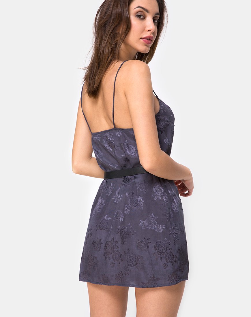 Datista Slip Dress en Satén Rosa Gris