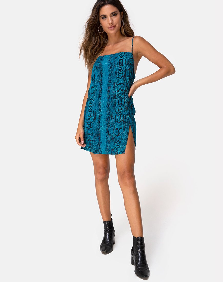 Imagen de Datista Slip Dress en Snake Azul
