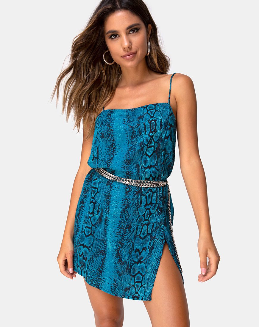 Vestido Datista en azul serpiente