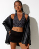 Imagen de Datri Crop Top en Base Oscura Floral Negro