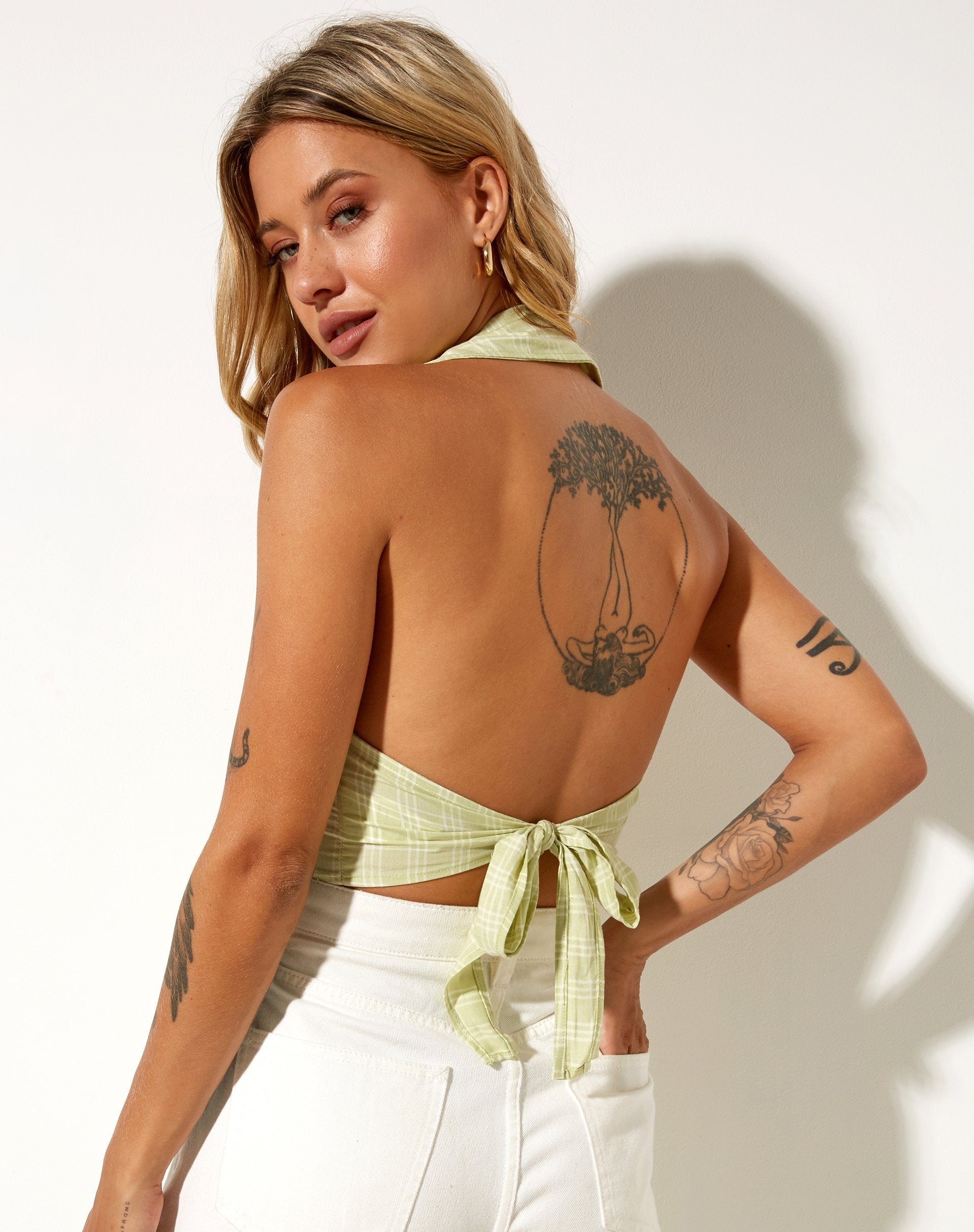 Imagen de Datri Crop Top en cuadros salvia