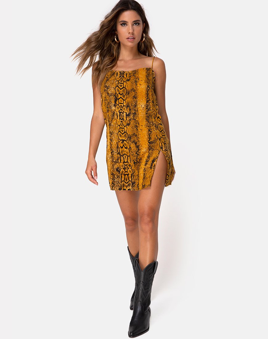 Imagen de Datista Slip Dress en Serpiente Mostaza