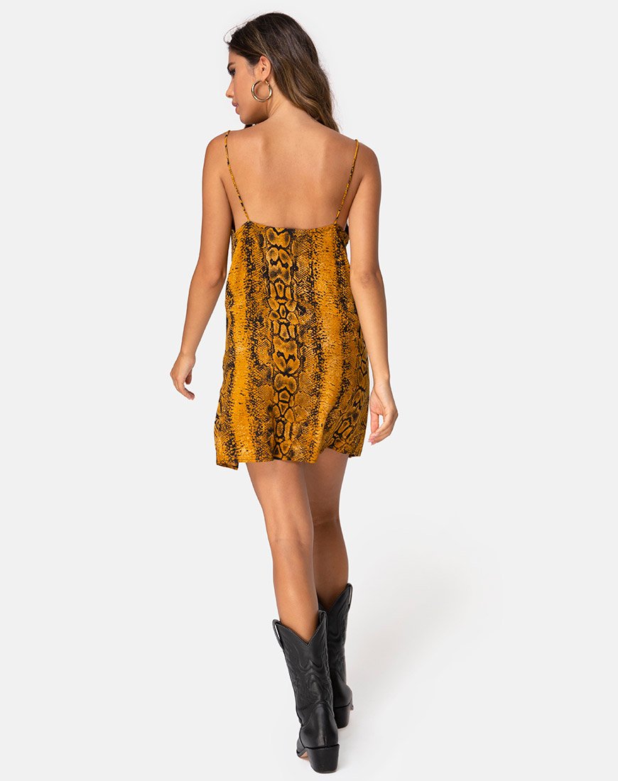 Imagen de Datista Slip Dress en Serpiente Mostaza