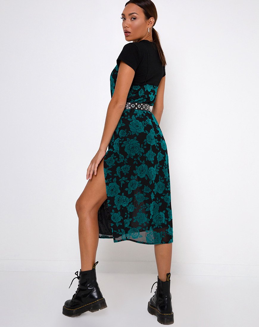 Imagen del vestido Daxita Midi Dress in Romantic Rose Flock Teal