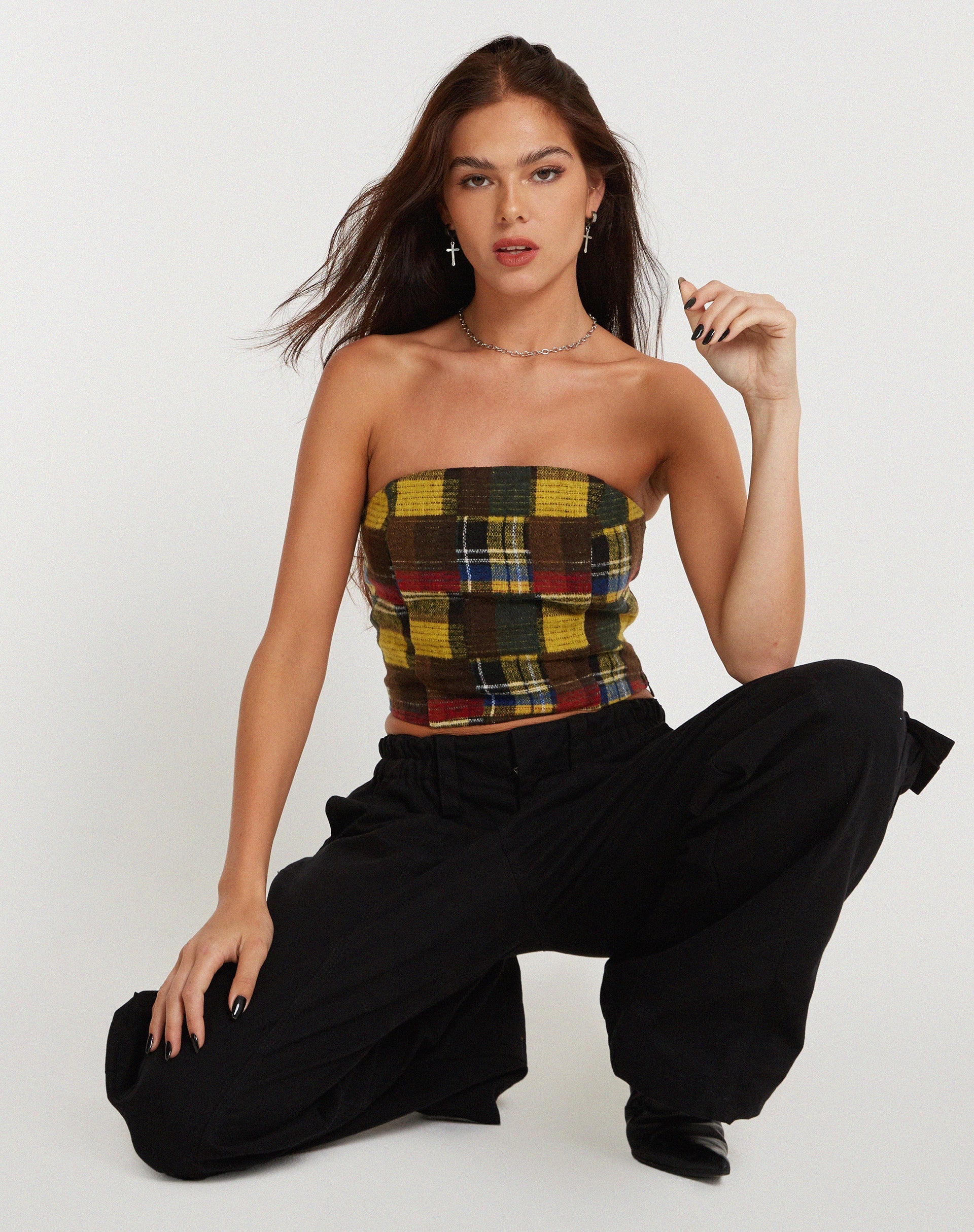 Imagen de Delny Bandeau Top in Mix Tartans