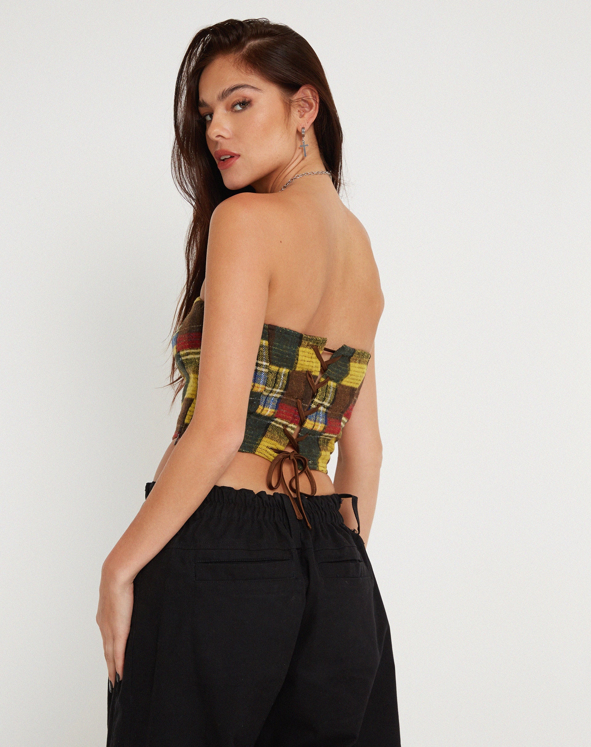 Imagen de Delny Bandeau Top in Mix Tartans
