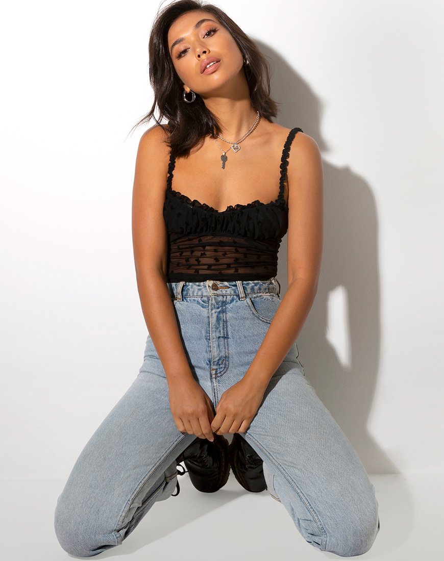 Imagen de Delora Crop Top en negro Flock Flutterby