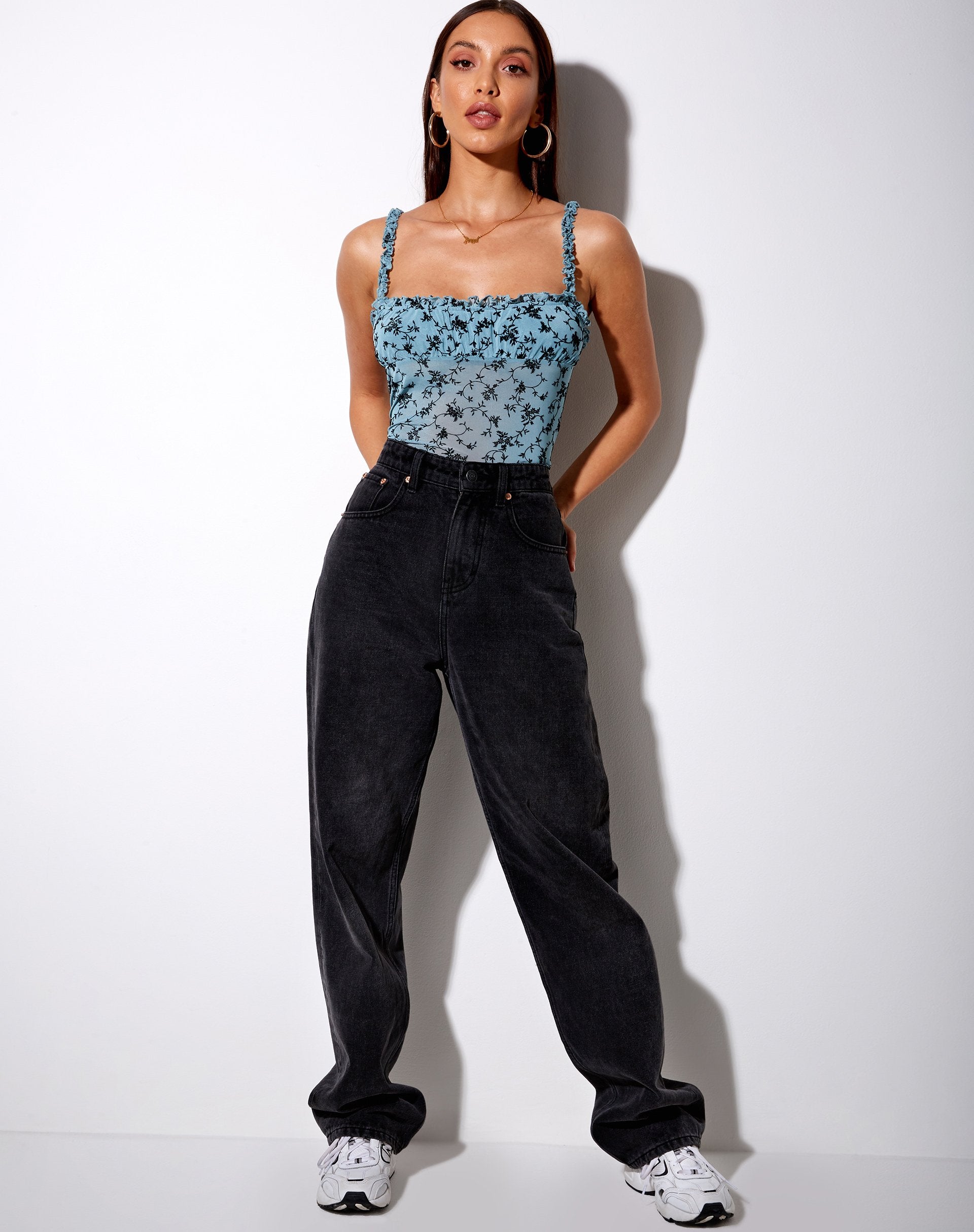 Imagen de Delora Cami Top en Love Bloom Gris y Azul Flock