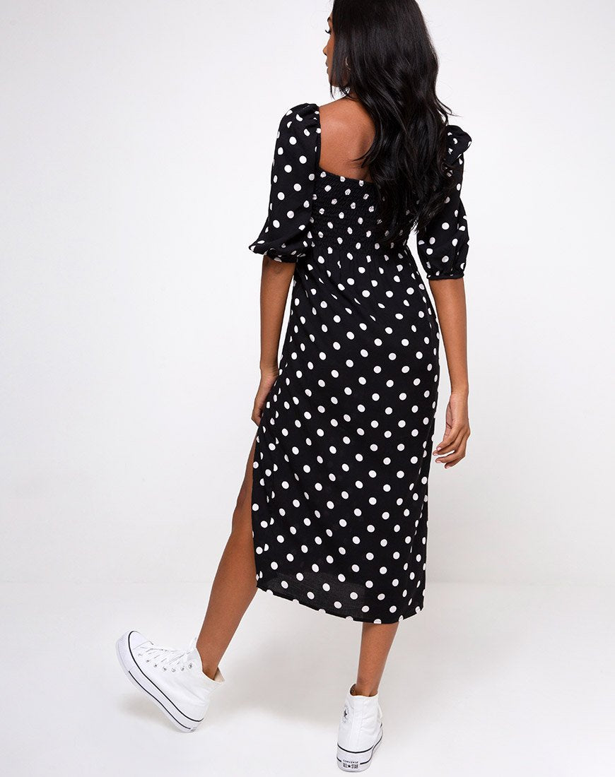 Imagen de Deloya Midi Dress in 80s Polka Negro