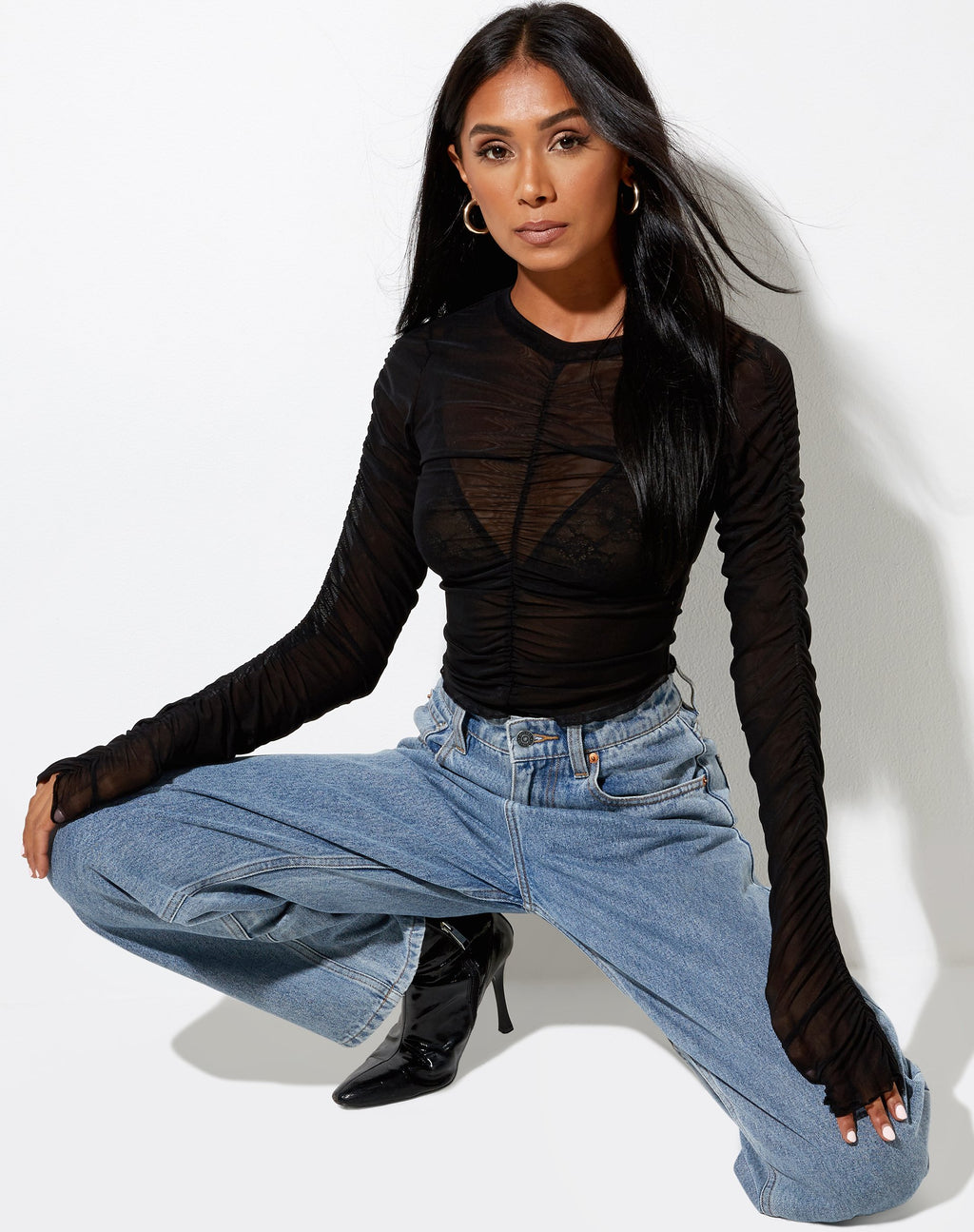 Deloya Top de malla negro