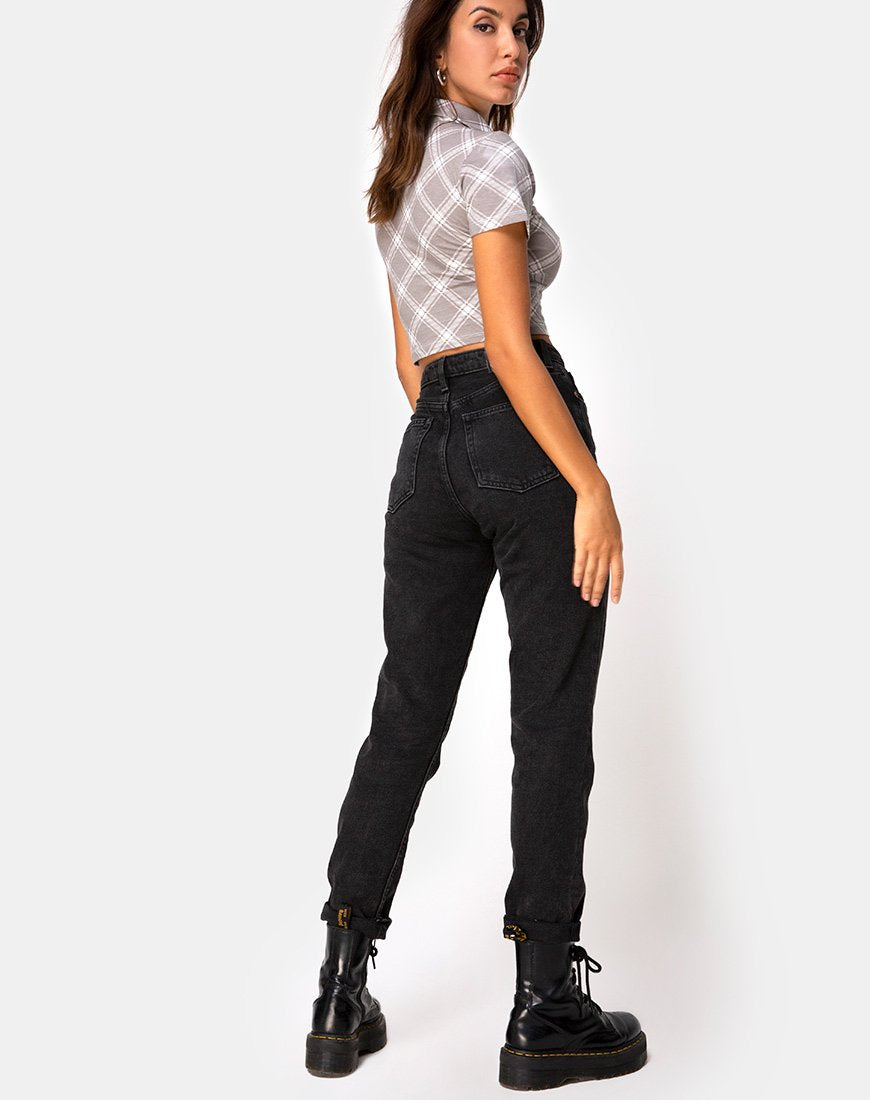 Imagen de Dhen Crop Top en Grunge Check Taupe