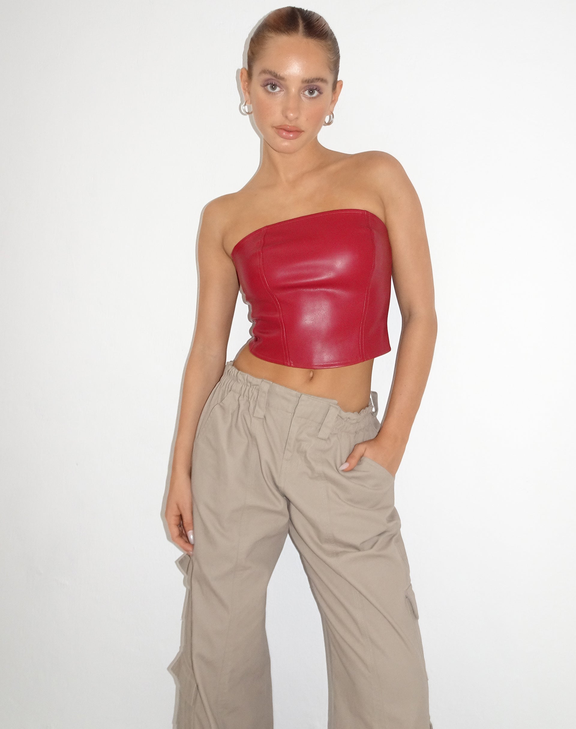 imagen de Dena Corset Top en PU Rojo Sangre
