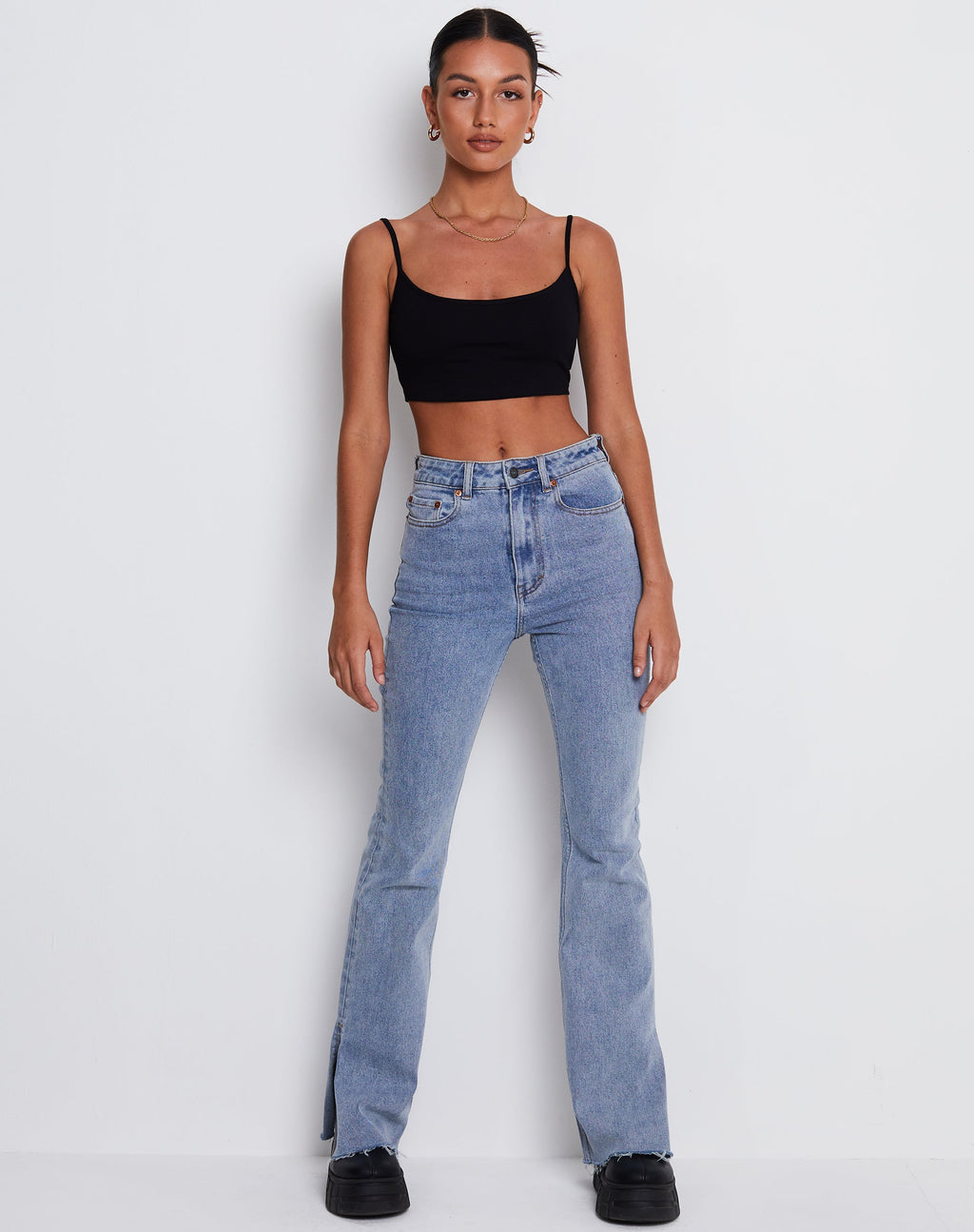 Keenan Crop Top en Lycra Negro