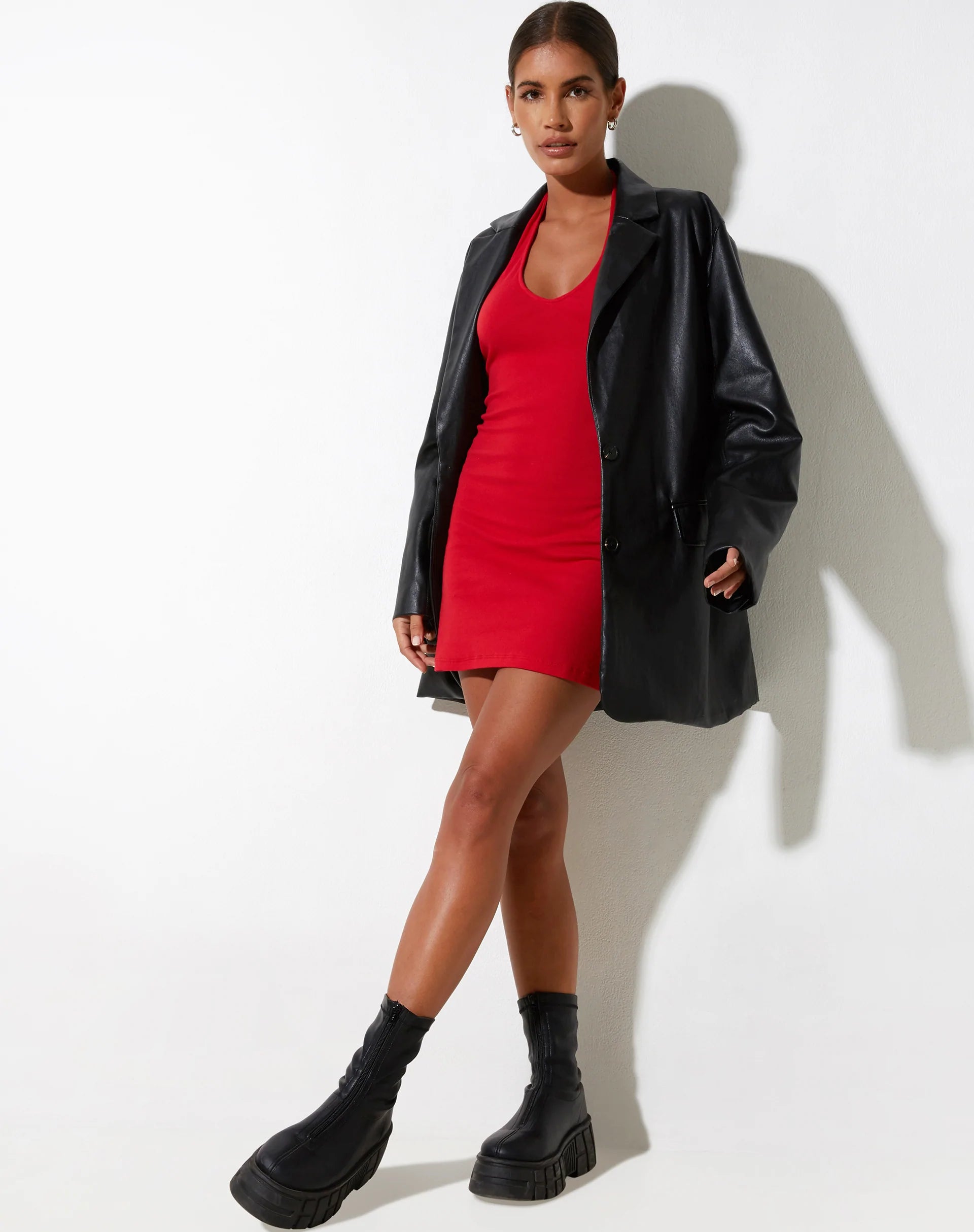 imagen de Desak Mini Dress in Rib Racing Red
