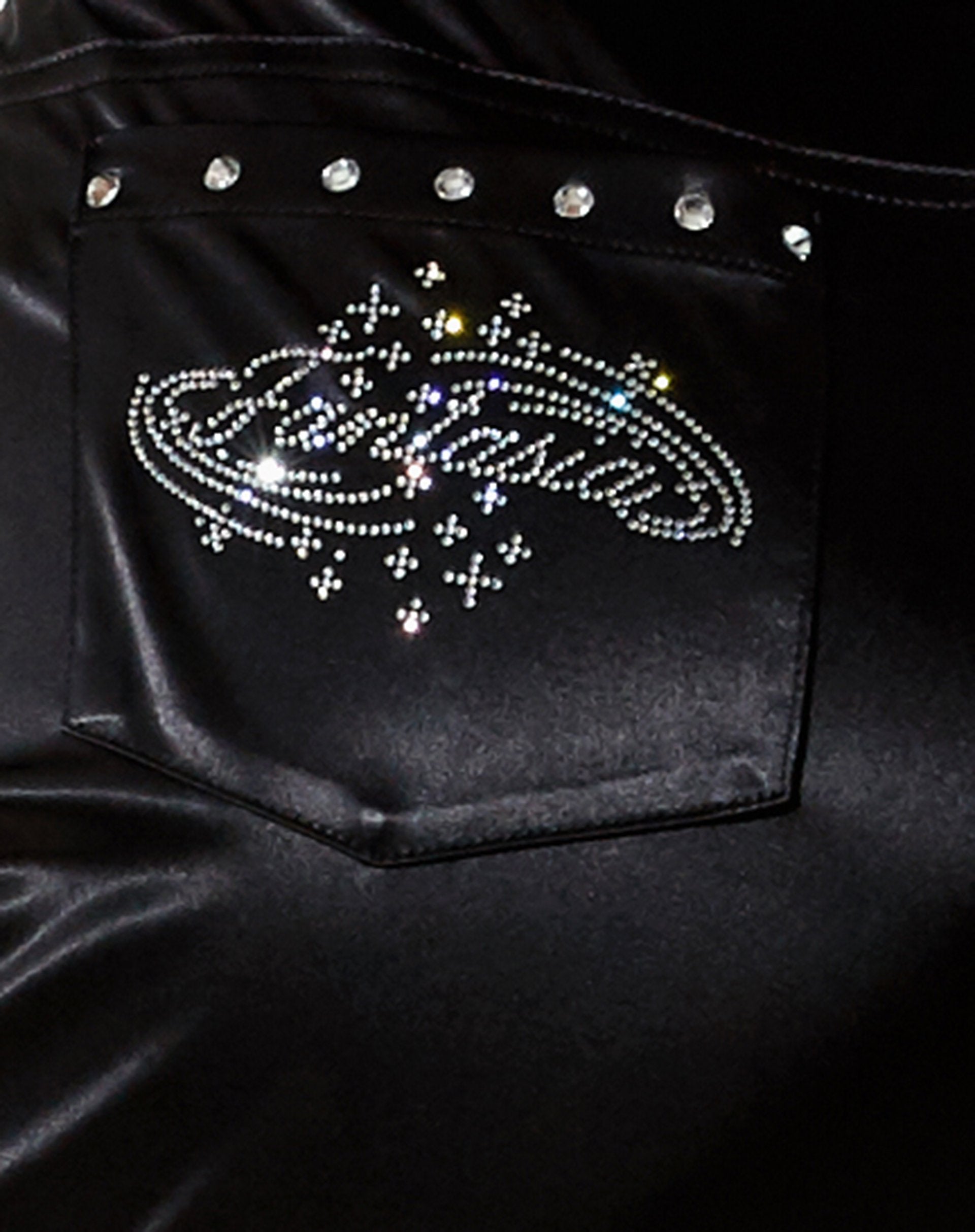 Imagen del pantalón Desta de satén negro Fantasia Diamante