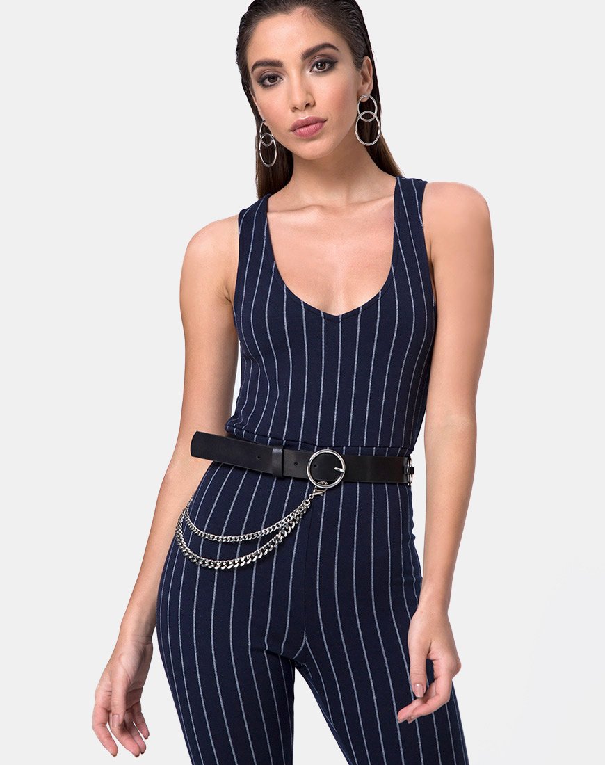 Devile Unitard en raya diplomática azul marino
