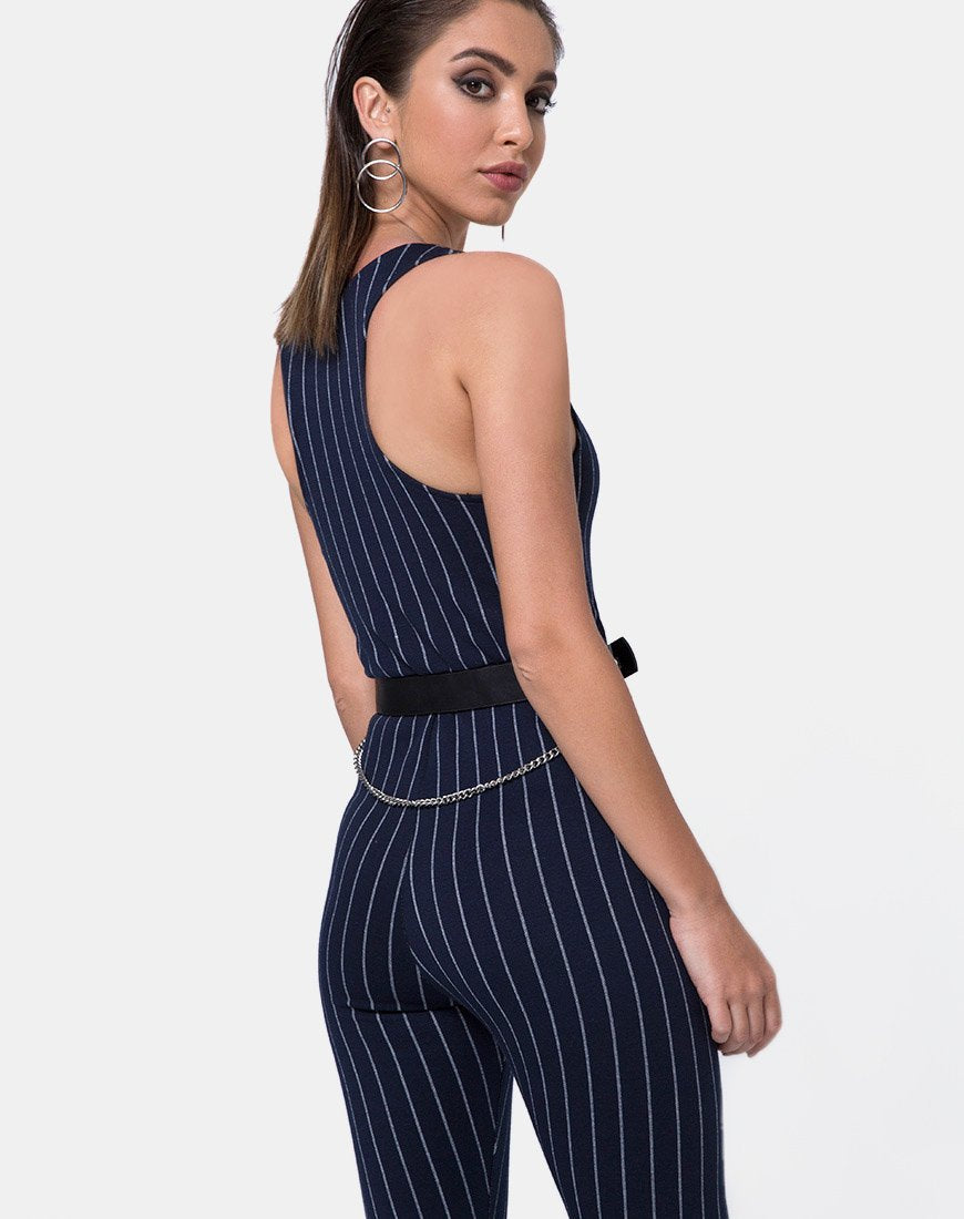 Devile Unitard en raya diplomática azul marino