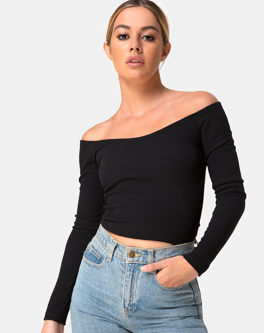 Top Devora de canalé negro
