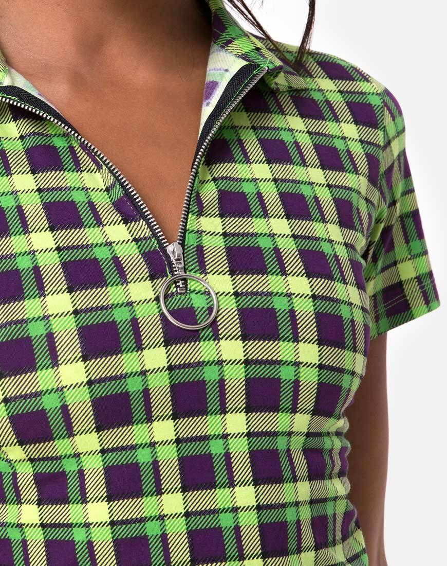 Imagen de Dhen Crop Top en cuadros verdes y morados