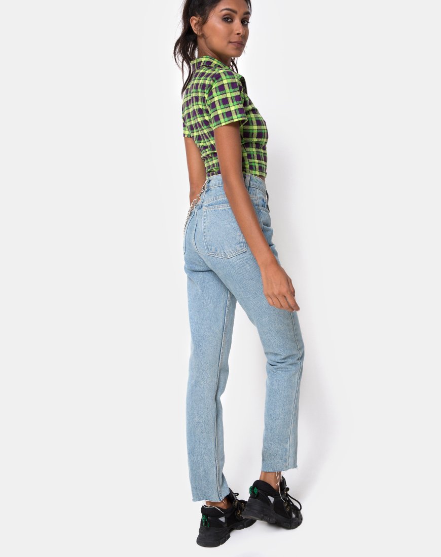 Imagen de Dhen Crop Top en cuadros verdes y morados