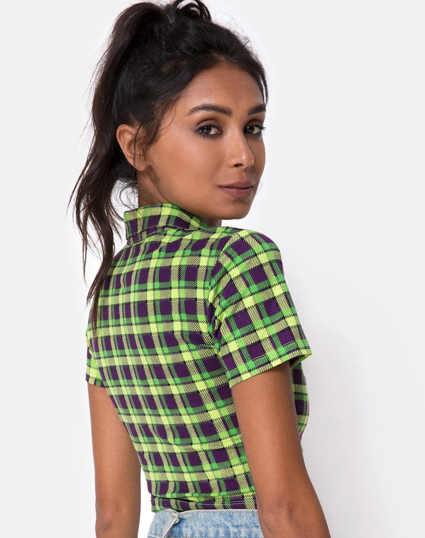 Imagen de Dhen Crop Top en cuadros verdes y morados