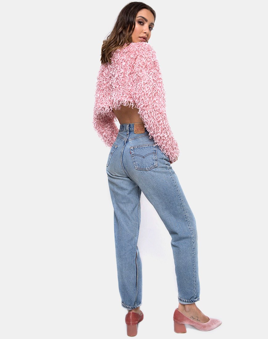 Imagen de Diabla Crop Jumper en Shaggy Knit Sugar Pink