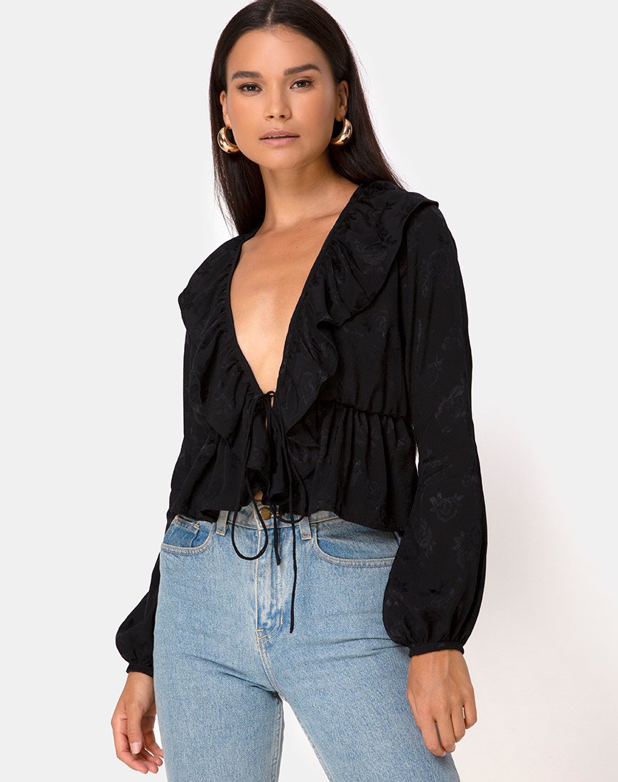 Diar Top en rosa satinado negro