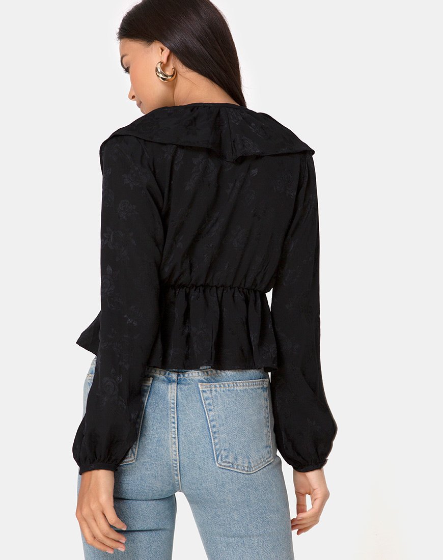 Diar Top en rosa satinado negro
