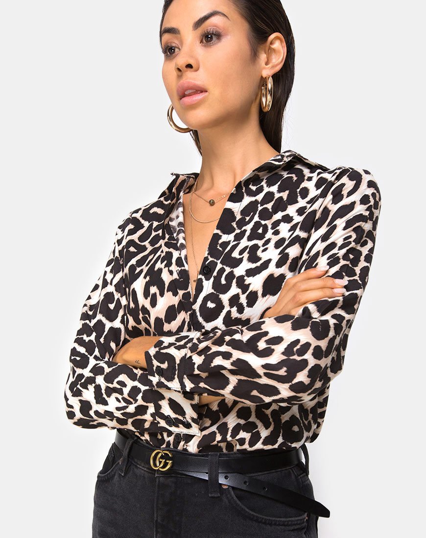 Camisa Dimaris en jaguar oversize