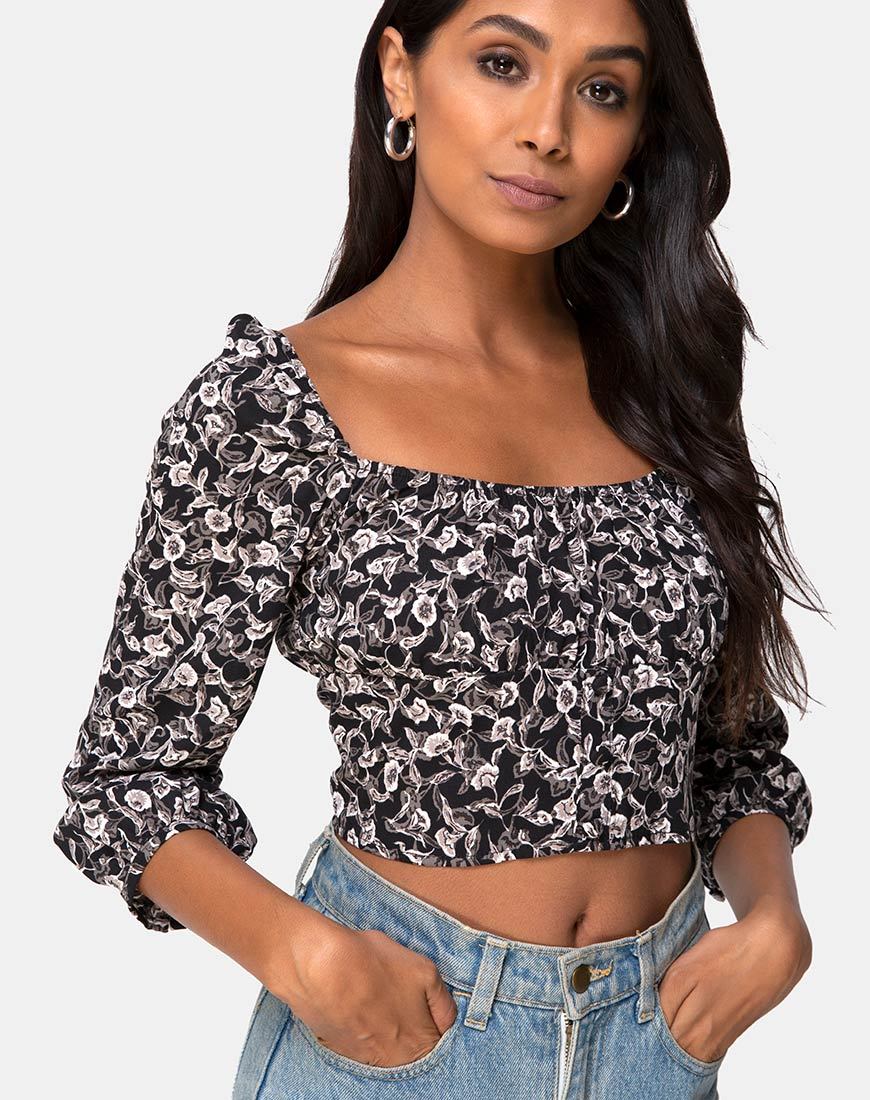Dimen Crop Top En Wild Tulip Negro