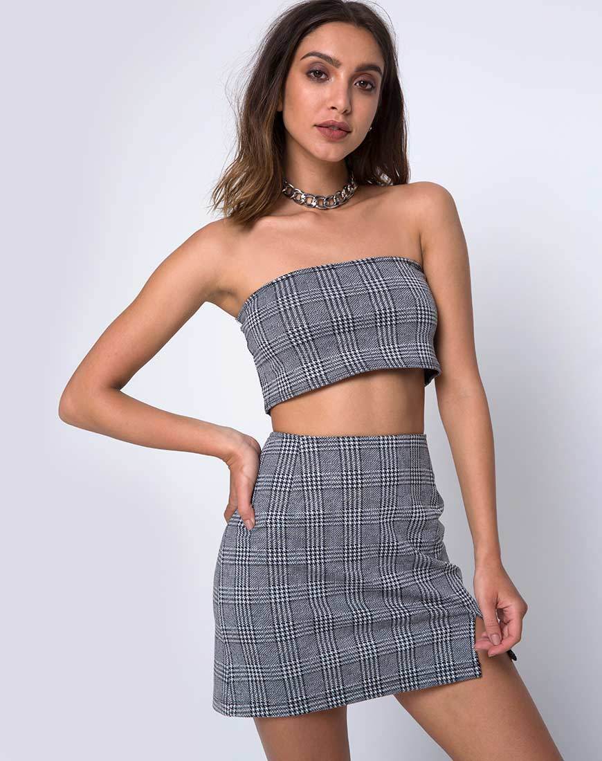 Minifalda Dina de Charles Check Gris