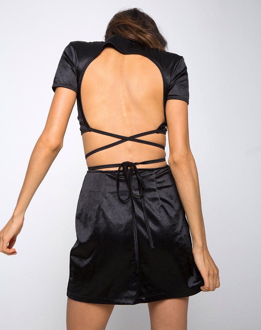 Dina Minifalda de Satén Spandex Negra