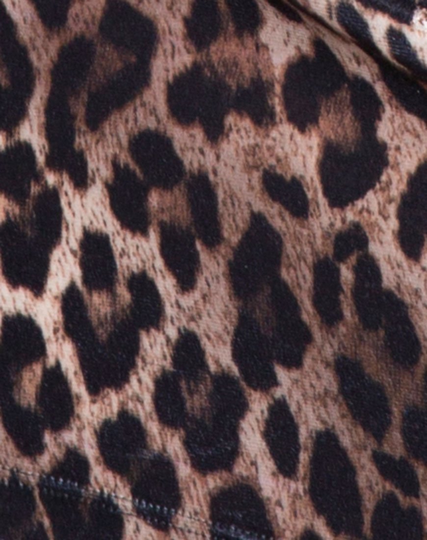Imagen de Lara Crop Top en Terciopelo Marrón Leopardo