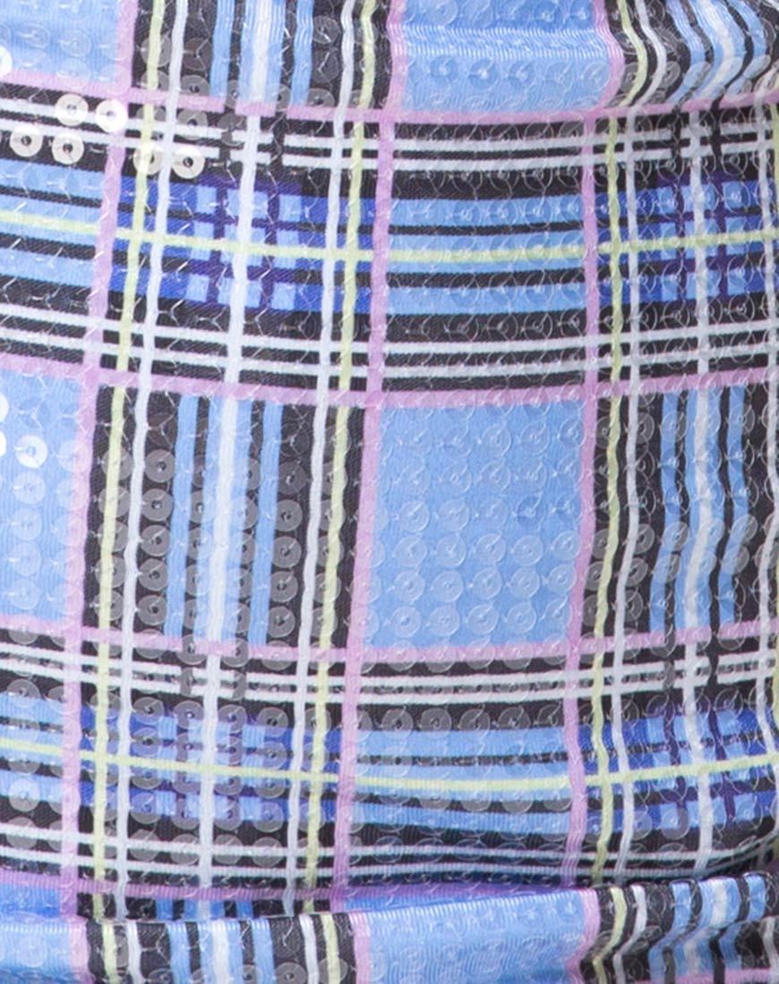 Imagen de minifalda Dina de cuadros de los 90 con lentejuelas transparentes