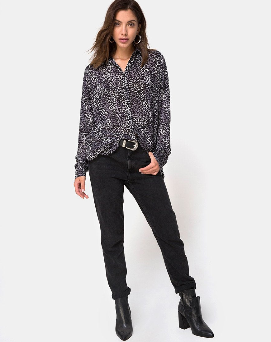 Camisa Disam en Rar Leopard Gris