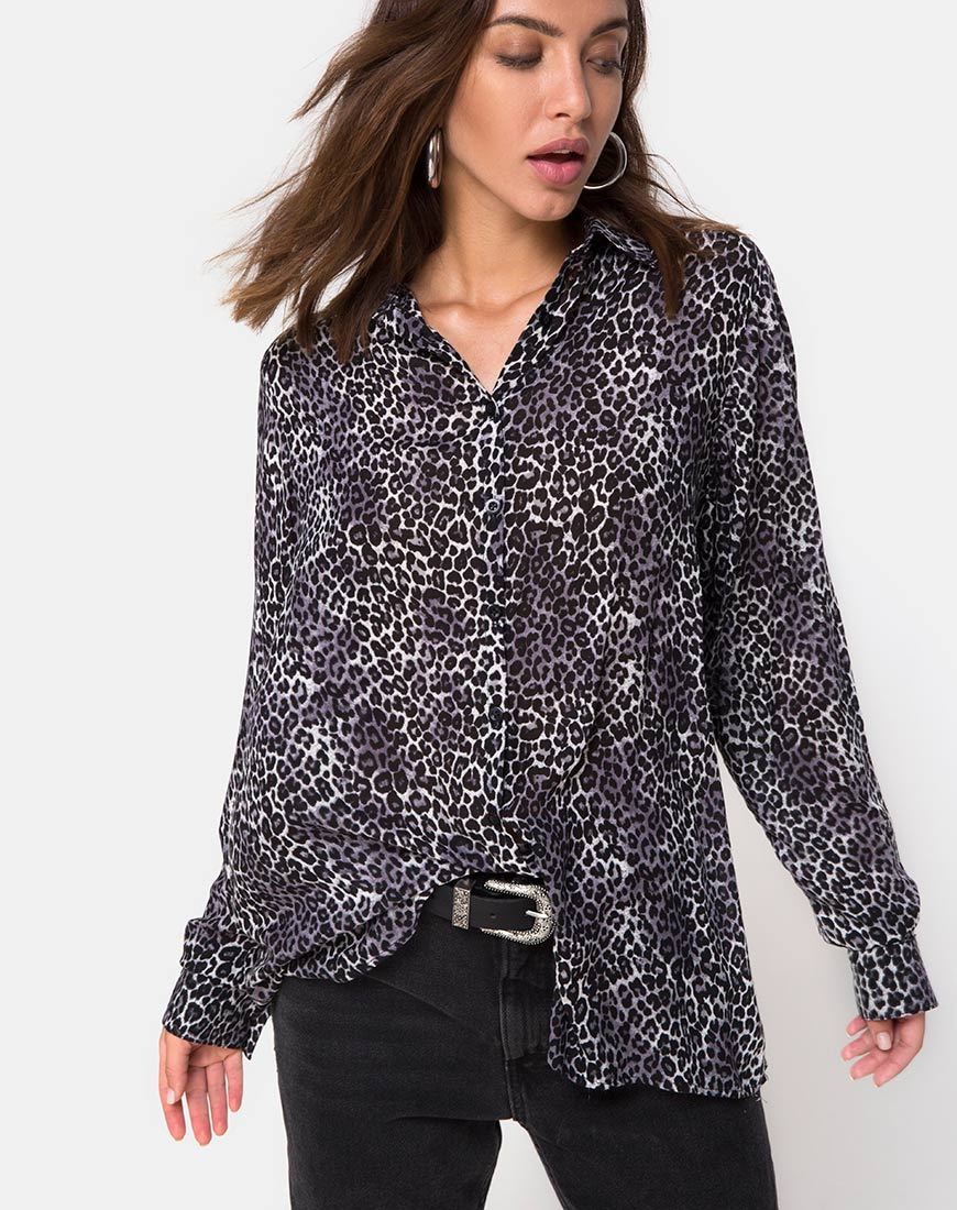 Camisa Disam en Rar Leopard Gris
